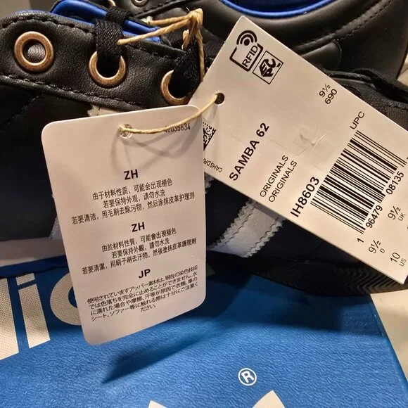 adidas Originals Samba 62 IH8603 Core Black Cloud White Blue Bird Men Shoes 10 - Picture 6 of 13